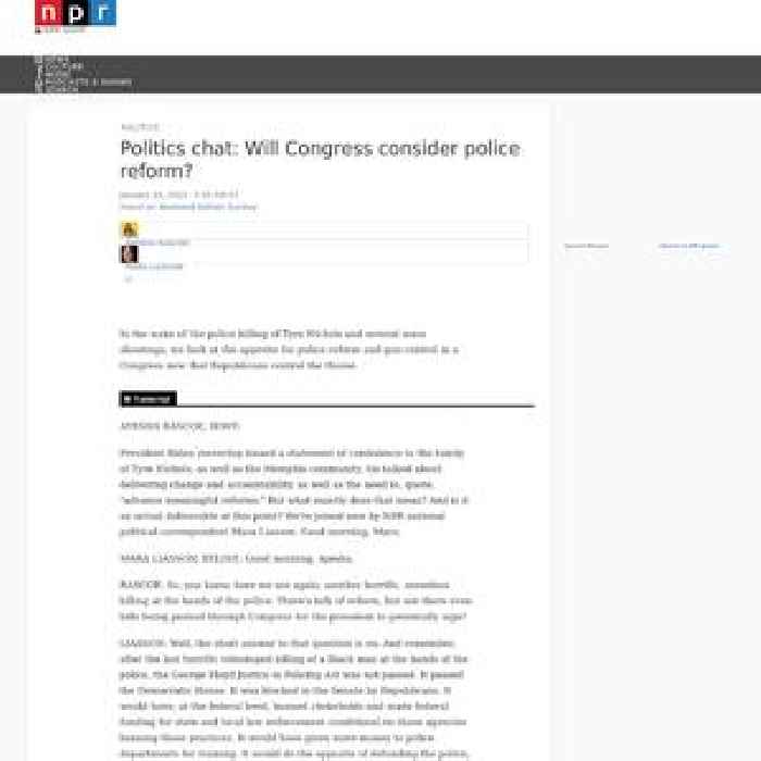 Politics chat: Will Congress consider police reform?