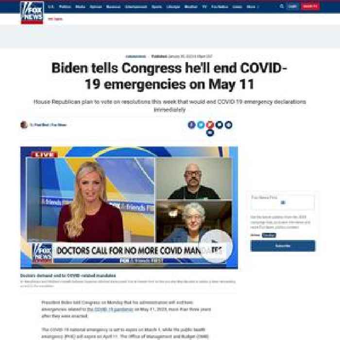 Biden tells Congress he'll end COVID-19 emergencies on May 11