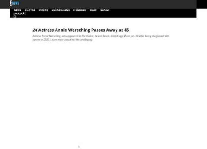 
                        24 Actress Annie Wersching Passes Away at 45
