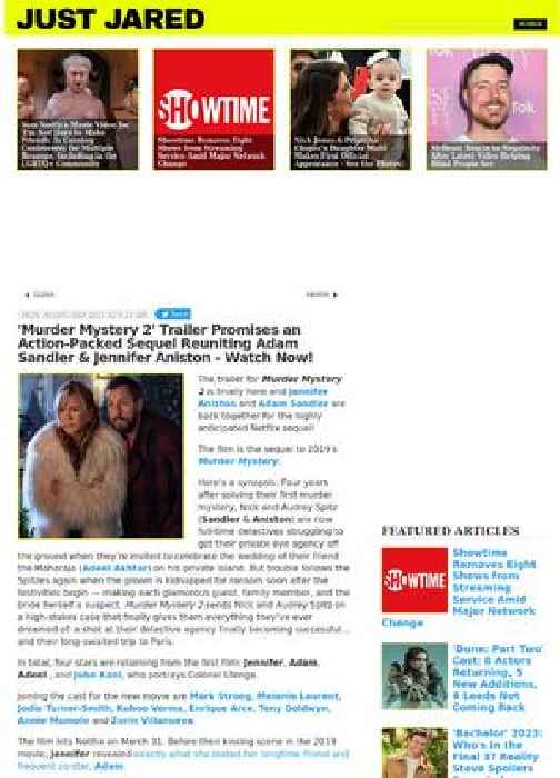 'Murder Mystery 2' Trailer Promises an Action-Packed Sequel Reuniting Adam Sandler & Jennifer Aniston - Watch Now!
