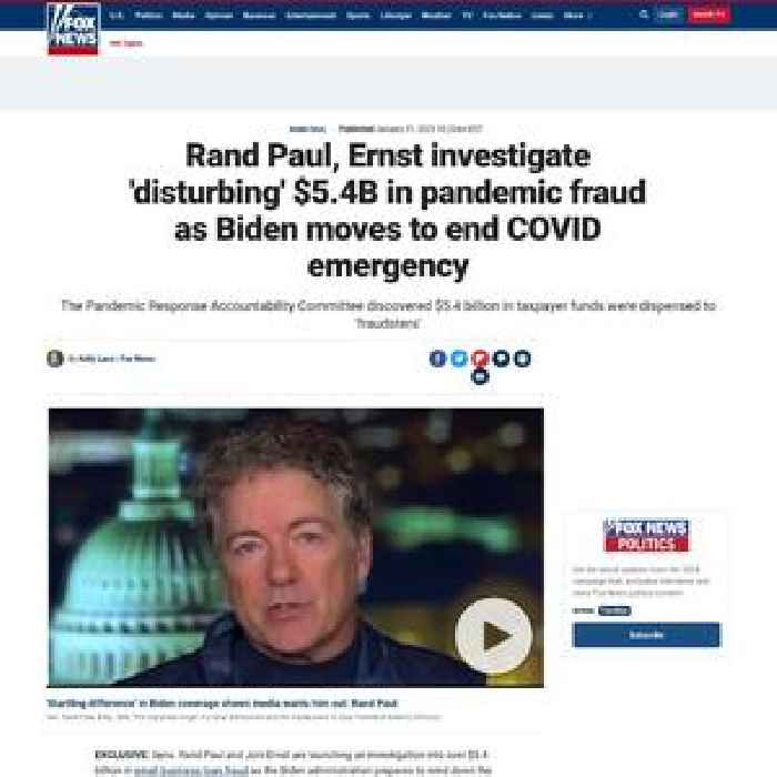 Rand Paul leads investigation into 'disturbing' $5.4B in pandemic fraud as Biden moves to end COVID emergency