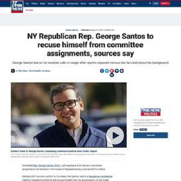 NY Republican Rep. George Santos to recuse himself from committee assignments, sources say