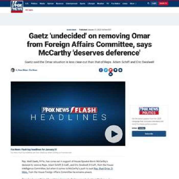 Gaetz 'undecided' on removing Omar from Foreign Affairs Committee, says McCarthy 'deserves deference'