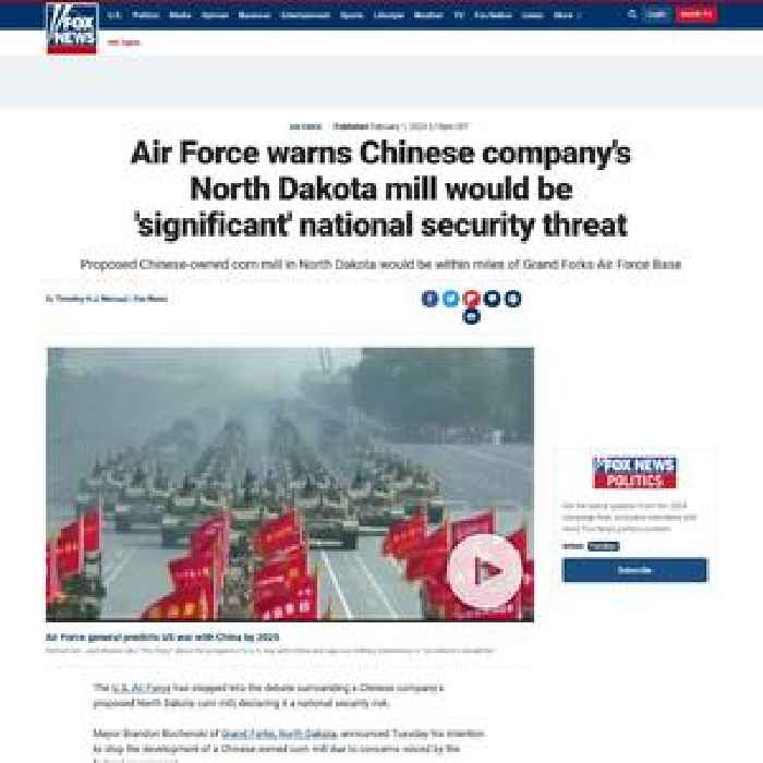 Air Force warns Chinese company's North Dakota mill would be 'significant' national security threat