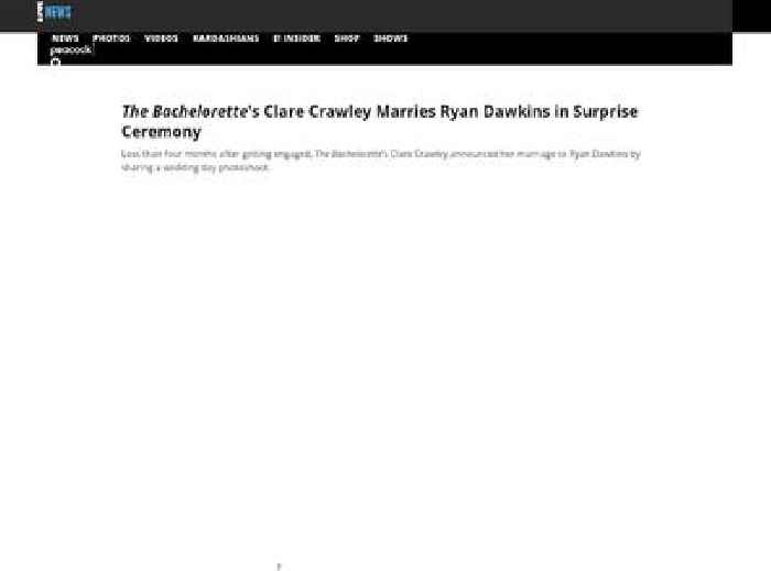 
                        The Bachelorette's Clare Crawley Marries Ryan Dawkins
