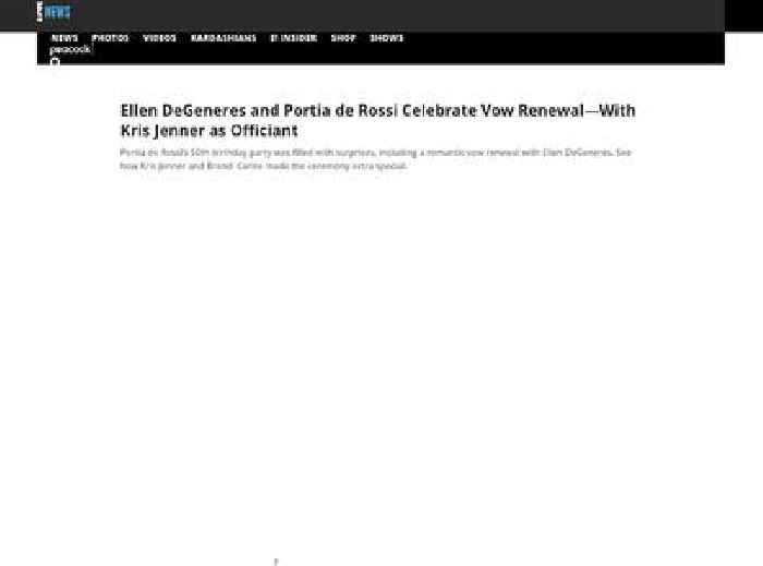 
                        Watch Portia de Rossi Surprise Ellen DeGeneres With a Vow Renewal
