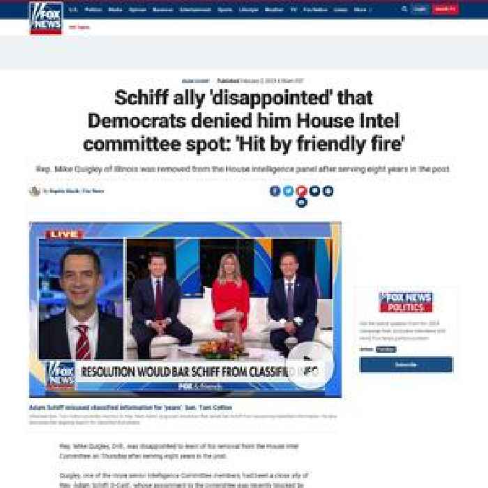 Schiff ally 'disappointed' that Democrats denied him House Intel committee spot: 'Hit by friendly fire'