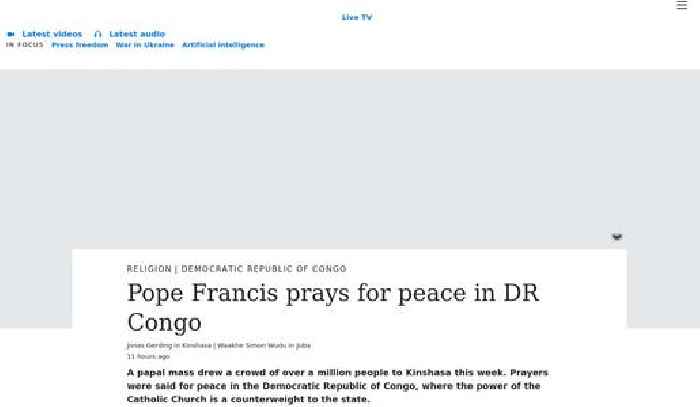 Pope Francis prays for peace in DR Congo