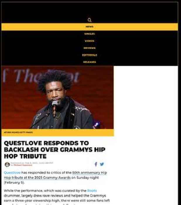 Questlove Responds To Backlash Over Grammys Hip Hop Tribute