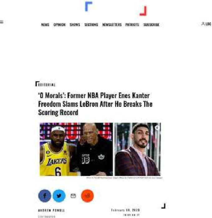‘0 Morals’: Former NBA Player Enes Kanter Freedom Slams LeBron After He Breaks The Scoring Record