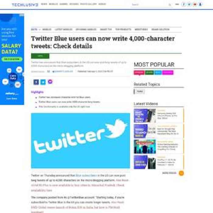 Twitter Blue users can now write 4,000-character tweets: Check details