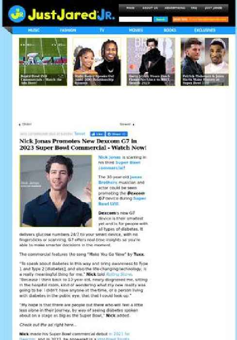 Nick Jonas Promotes New Dexcom G7 in 2023 Super Bowl - One News Page