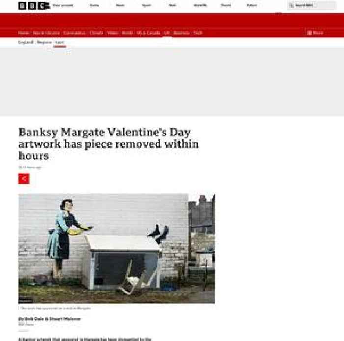 Banksy Margate Valentine's Day artwork has piece removed within hours