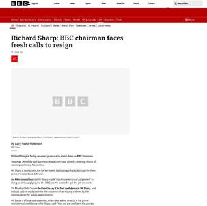 Richard Sharp: BBC chairman faces fresh calls to resign