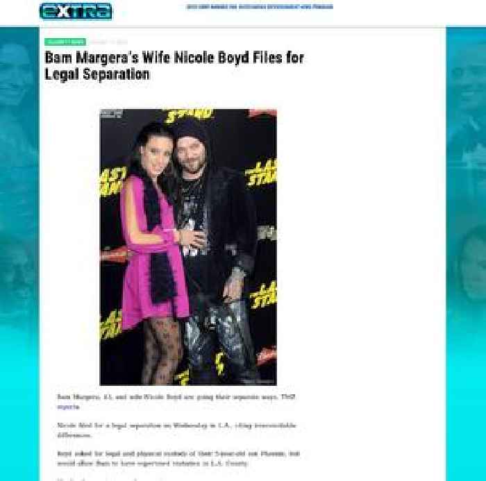 Bam Margera’s Wife Nicole Boyd Files for Legal Separation