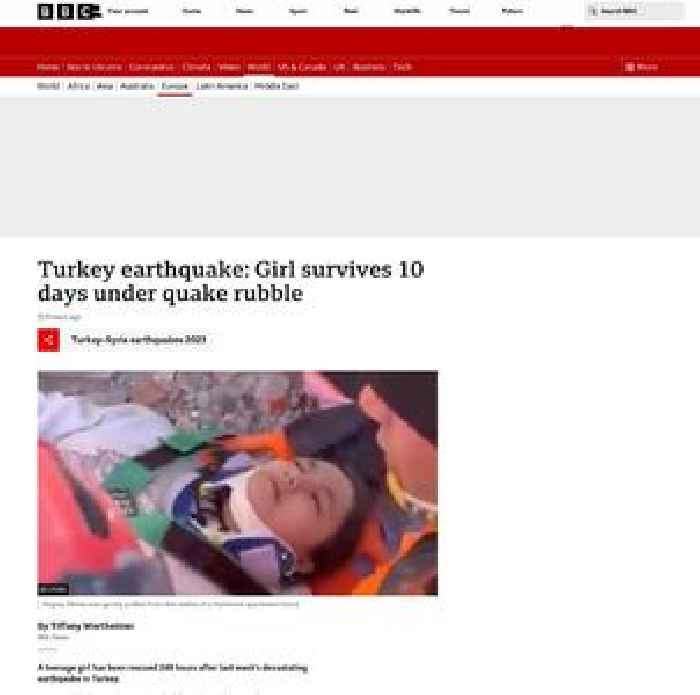 Turkey earthquake: Girl survives 10 days under quake rubble