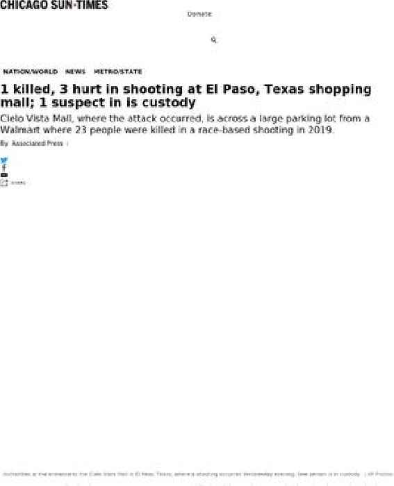1 killed, 3 hurt in shooting at El Paso, Texas shopping mall; 1 suspect in is custody