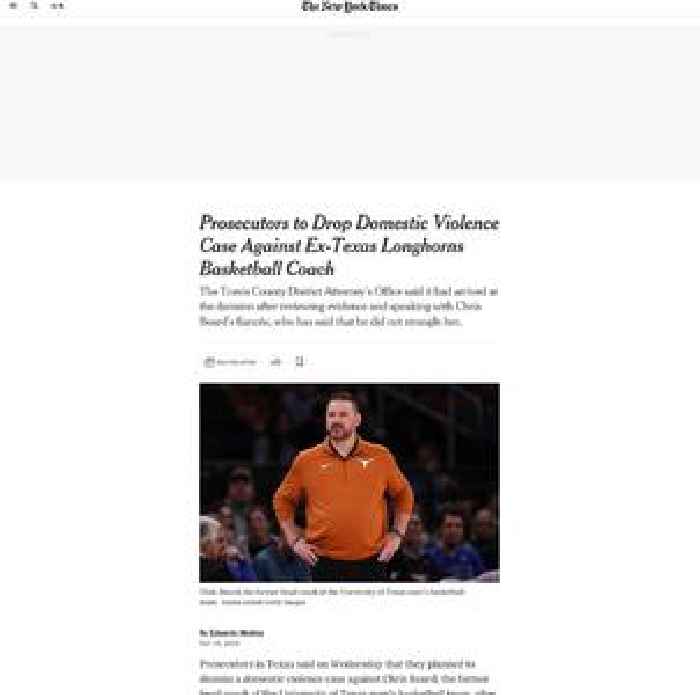 Prosecutors to Drop Domestic Violence Case Against Ex-Texas Longhorns Basketball Coach