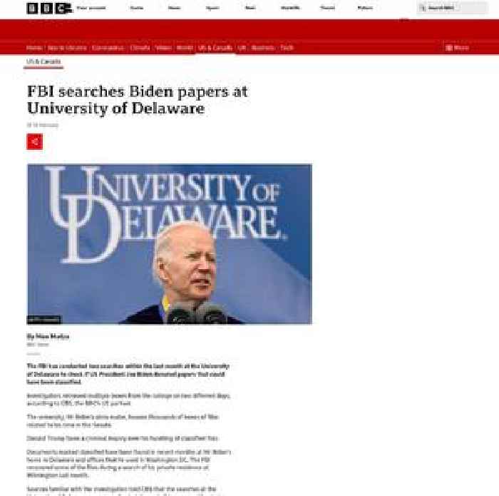 FBI searches Biden papers at University of Delaware