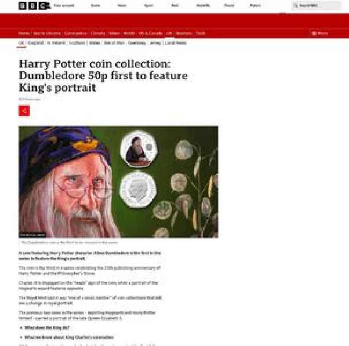 Dumbledore coin first to feature King's portrait
