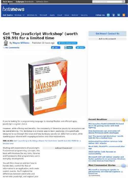 Get 'The JavaScript Workshop' (worth $28.99) for a limited time