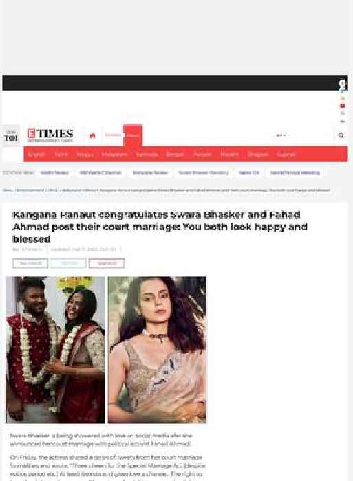 Kangana Ranaut congratulates Swara Bhasker