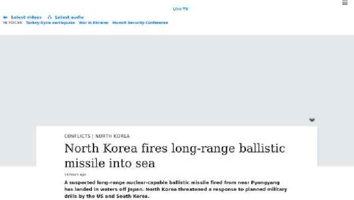 North Korea fires long-range ballistic missile into sea