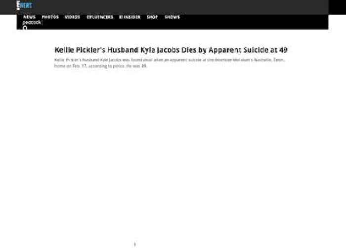 
                        Kellie Pickler's Husband Kyle Jacobs Dies by Apparent Suicide at 49
