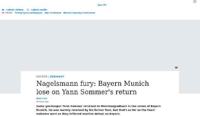 Nagelsmann fury: Bayern Munich lose on Yann Sommer's return