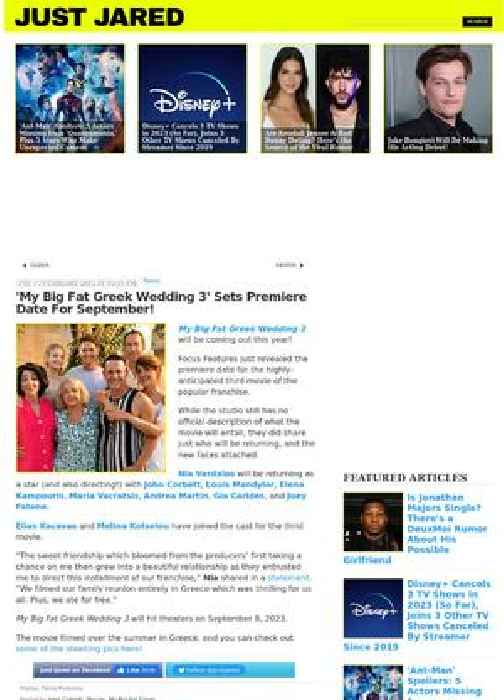 'My Big Fat Greek Wedding 3' Sets Premiere Date For September!
