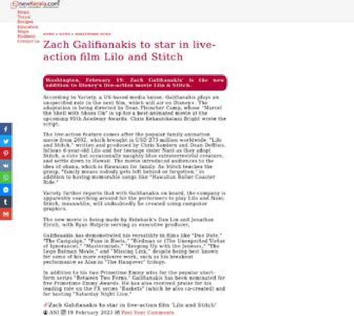 Zach Galifianakis to star in live-action film 'Lilo and Stitch'