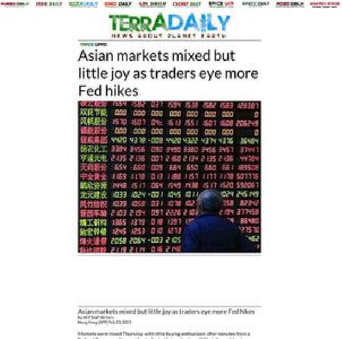 Asian markets mixed but little joy as traders eye more Fed hikes