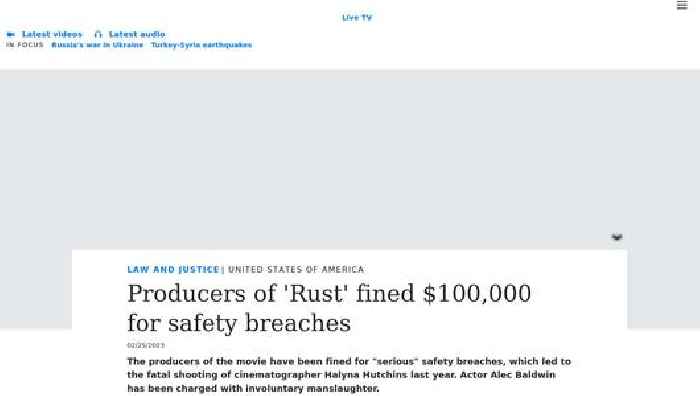 Producers of 'Rust' fined $100,000 for safety breaches
