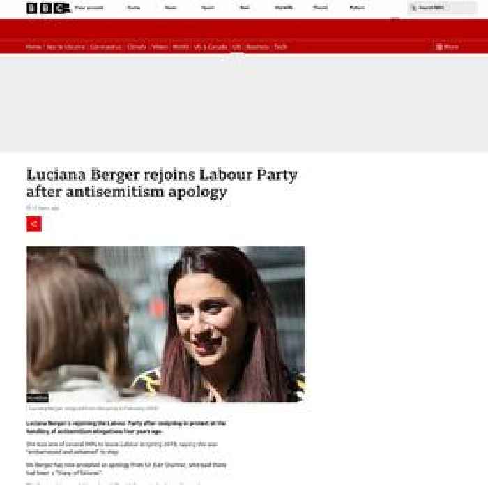Luciana Berger rejoins Labour Party after antisemitism apology