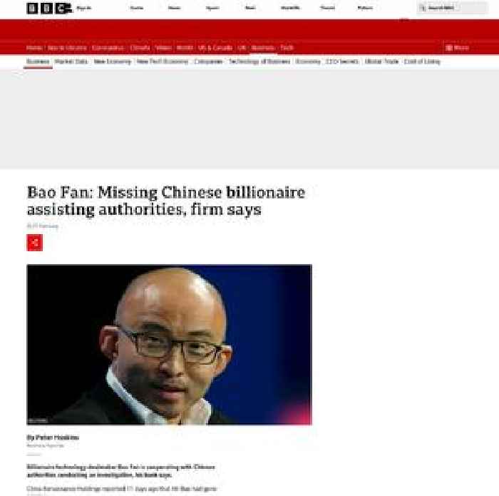 Bao Fan: Missing Chinese billionaire banker assisting authorities, firm says