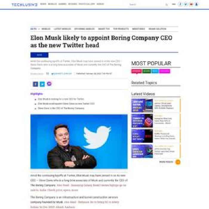 Elon Musk likely to appoint Boring Company CEO as the new Twitter head