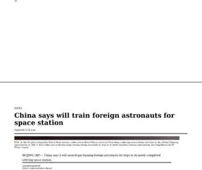 China says will train foreign astronauts for space station