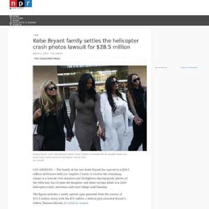 Kobe Bryant family settles the helicopter crash photos lawsuit for $28.5 million