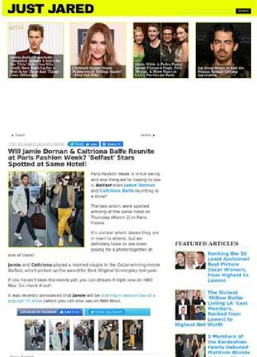 Will Jamie Dornan & Caitriona Balfe Reunite at Paris Fashion Week? 'Belfast' Stars Spotted at Same Hotel!