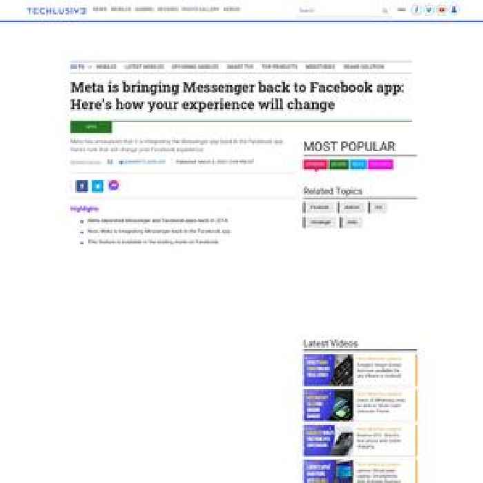 Meta is bringing Messenger back to Facebook app: Here’s how your experience will change