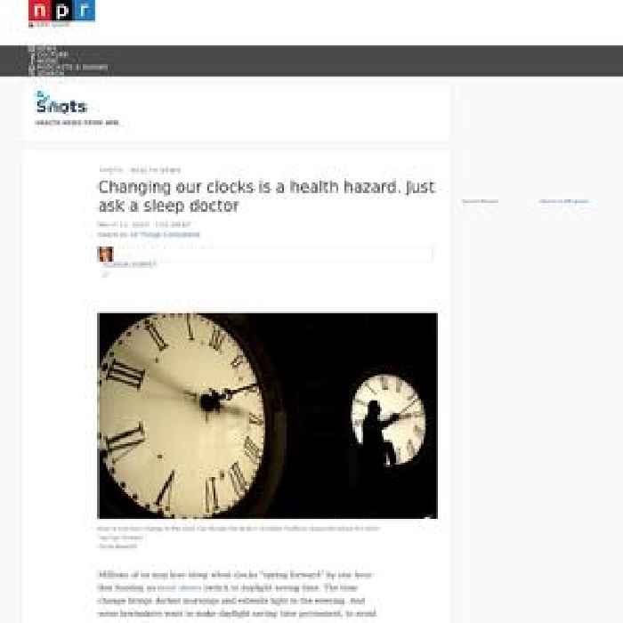 Changing our clocks is a health hazard. Just ask a sleep doctor