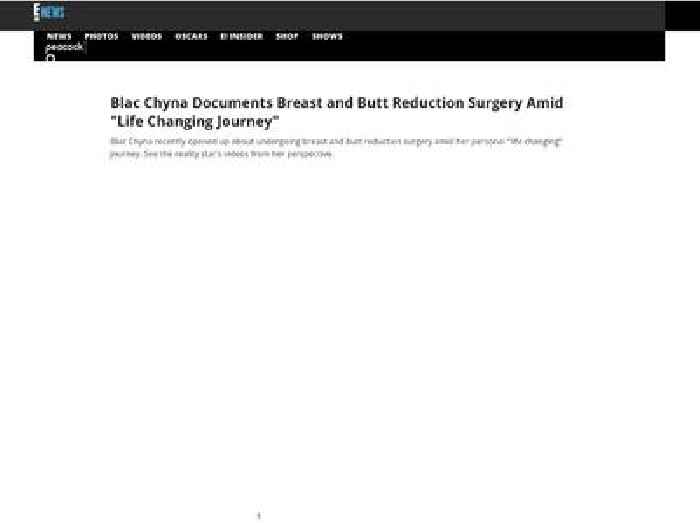 
                        Blac Chyna Documents Breast and Butt Reduction Surgery
