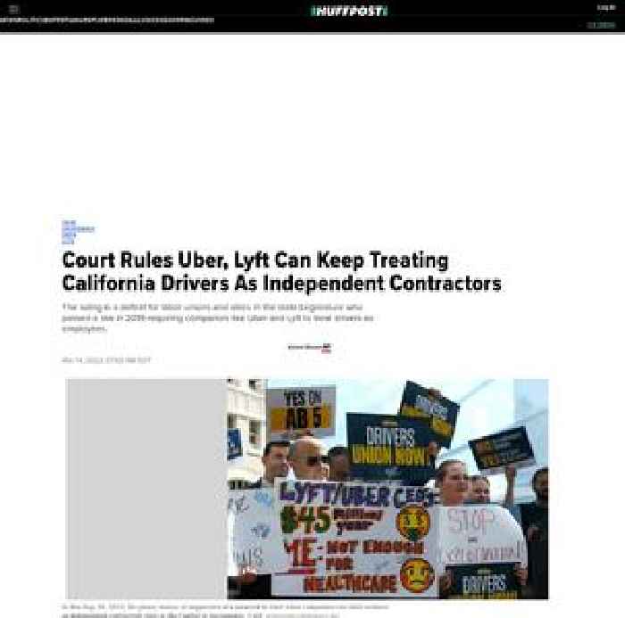 

    Court Rules Uber, Lyft Can Keep Treating California Drivers As Independent Contractors

