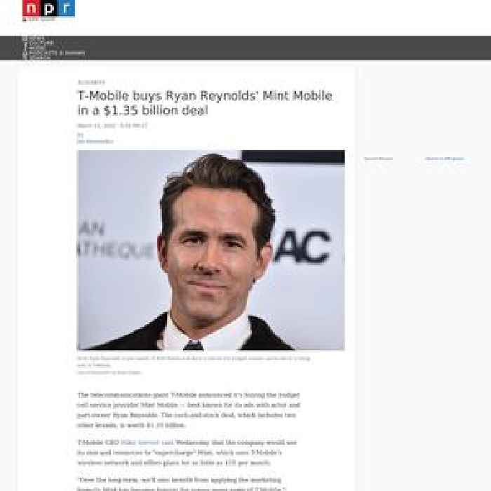 T-Mobile buys Ryan Reynolds' Mint Mobile in a $1.35 billion deal