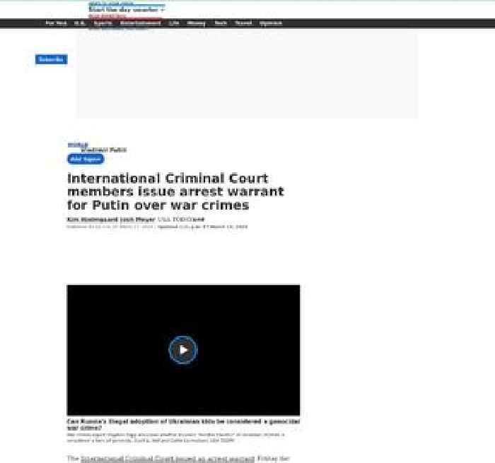 International Criminal Court issues first Ukraine-related war crimes arrest warrant. For Vladimir Putin