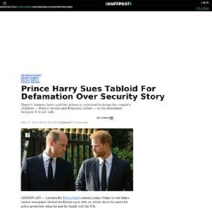 

    Prince Harry Sues Tabloid For Defamation Over Security Story

