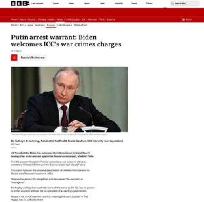 Putin arrest warrant: Biden welcomes ICC's war crimes charges