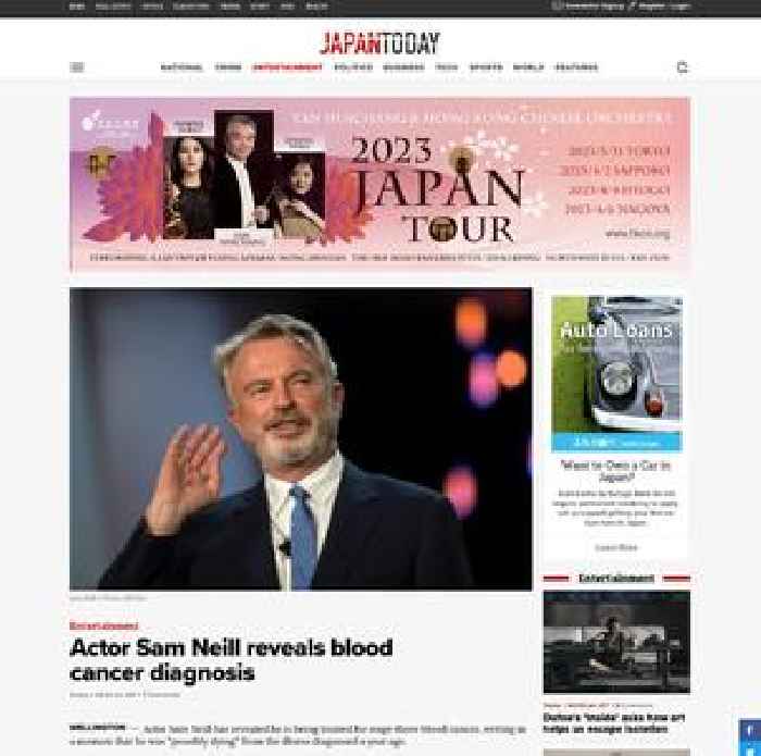 Actor Sam Neill reveals blood cancer diagnosis