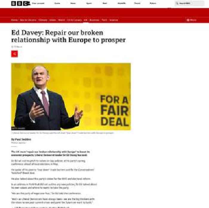 Ed Davey: Lib Dem leader to woo Labour voters in conference speech