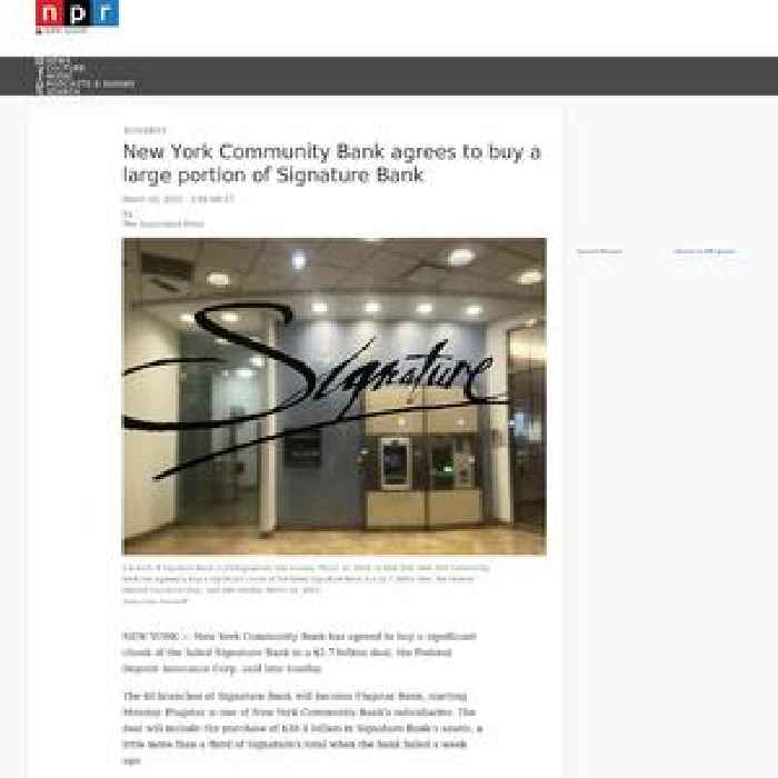 New York Community Bank agrees to buy a large portion of Signature Bank